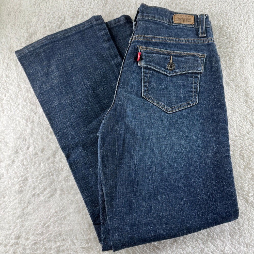 Levis Perfectly Slimming Bootcut 512‎ Jeans Womens 4 Medium Blue Dark Wash 26x27